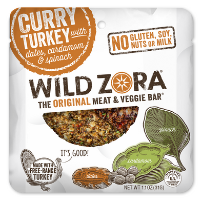 Curry Turkey with dates, cardamom and spinach. Wild Zora meat and veggie bar