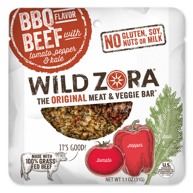 BBQ Beef Flavor with tomato, pepper and kale. Wild Zora meat and veggie bar